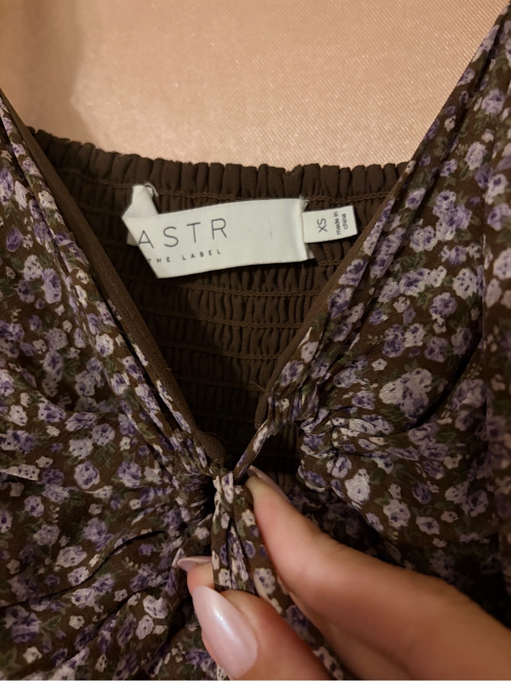 ASTR The Label Revolve Lovestruck Brown Purple Floral Maxi Milkmaid Dress XS - Picture 4 of 4